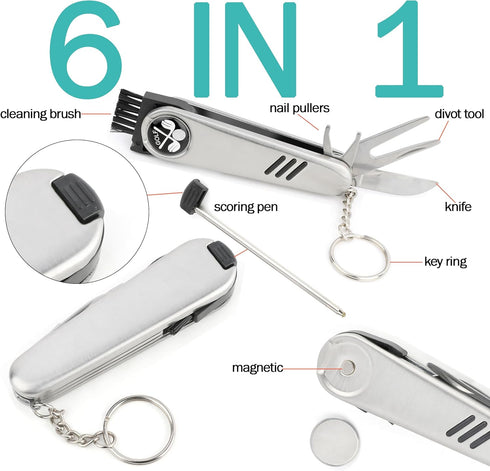 Wolfman Golf Accessories Set with Hi-End Case, Golf Balls, Rangefinder, Tees, Brush, Divot Knife, Scorer