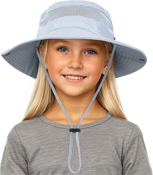 Kids Sun Hat, Fishing Hats for Boys Girls, UPF 50+ Wide Brim Bucket Hats for Hiking Safari