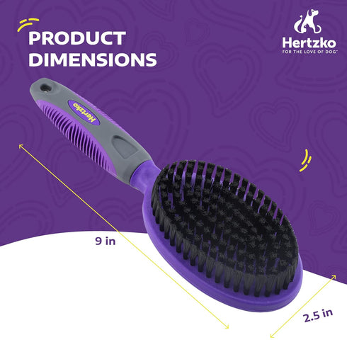 Hertzko Bristle Brush for Dogs and Cats - Long or Short Hair, Single Sided Dense Bristles Remove Loose Hair, Tangles,