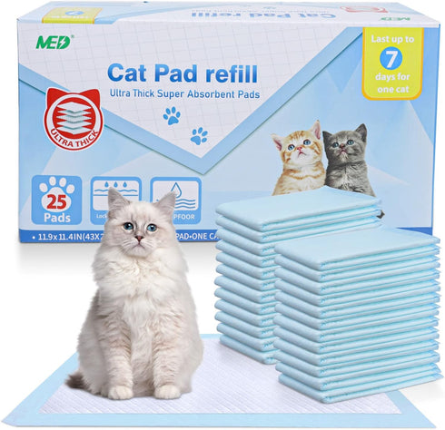 Cat Litter Pads Superior Absorbent 25 Count - Generic Refill Compatible with Tidy Cat Breeze Litter System 16.9x11.4