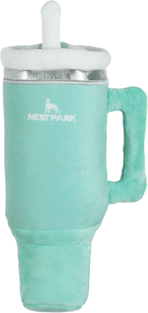 Nestpark Tumbler Cup Funny Dog Toy - Parody Plush Squeaky Crinkle Dog Toy (Mint Green)