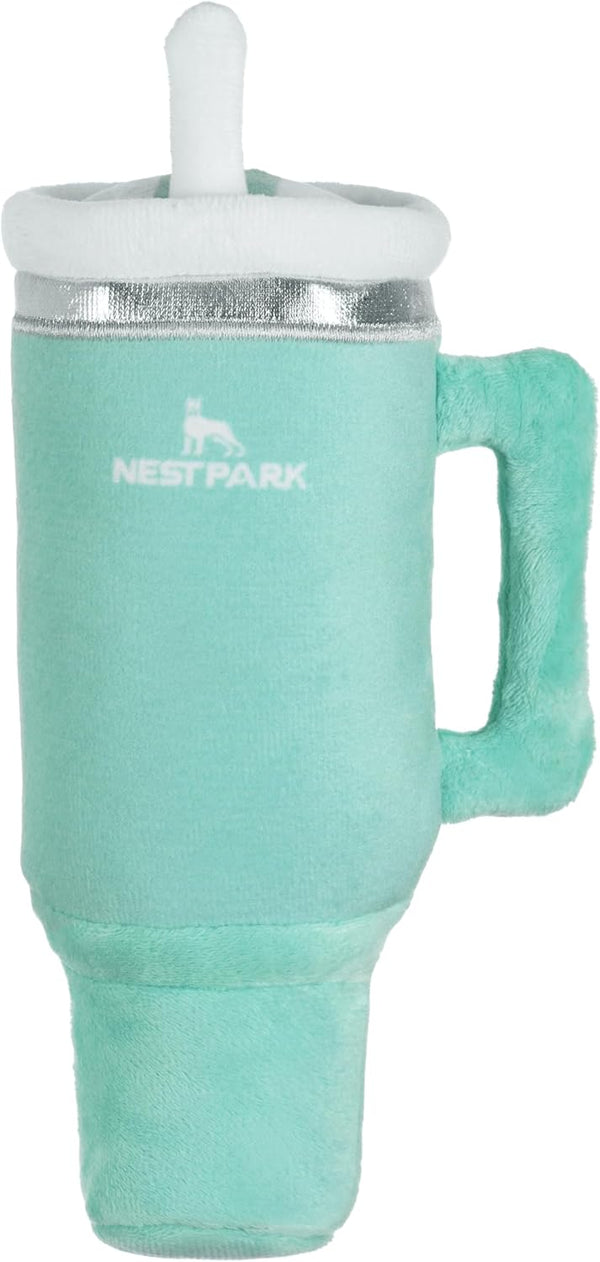 Nestpark Tumbler Cup Funny Dog Toy - Parody Plush Squeaky Crinkle Dog Toy (Mint Green)