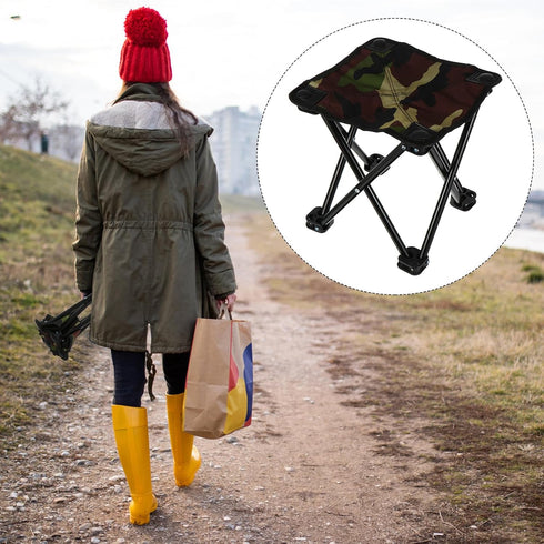 INOOMP Portable Folding Fishing Stool Camp Chair Camouflage Small Foldable Outdoor Seat for Camping Hiking and Fishing