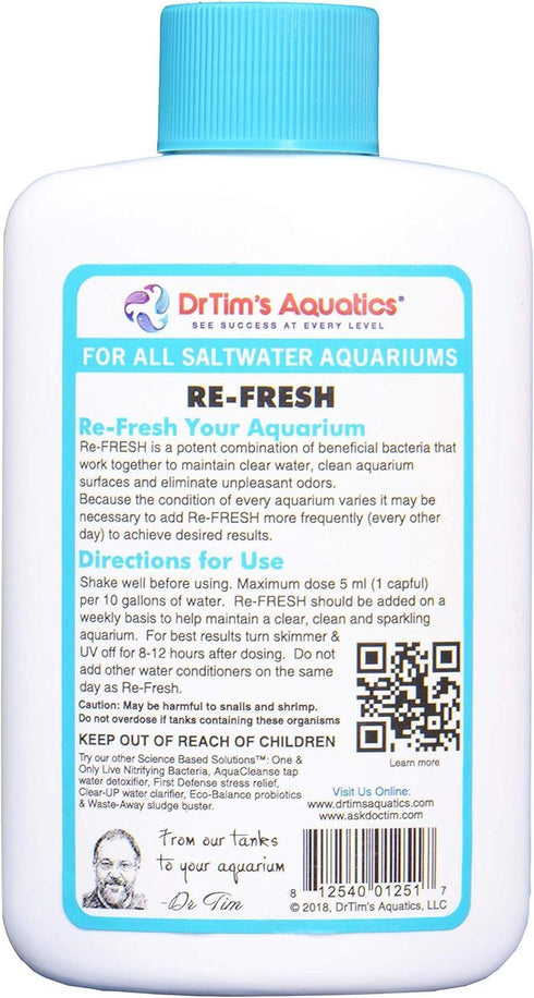 DrTim's Aquatics 100% 4 Oz. Dr. Tims Aquatics Saltwater RE-Fresh for Natural Fresh Sparkling Water For Fish Tanks