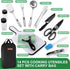 Odoland 14pcs Camping Cookware Set, Stainless Steel Cooking Utensils in Portable Carry Case for Outdoor Use