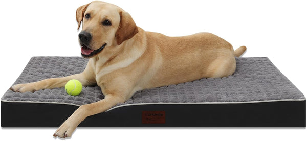 Waterproof Orthopedic Dog Beds for Large/Medium/Small Dogs, Grey Dog Crate Pad with Removable Washable Cover