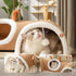 Cat Tunnel Bed IndoorPeekaboo Cave Bed with Washable Soft Play Mat, Removable Cute Cat Tunnel with Plush Balls Toys