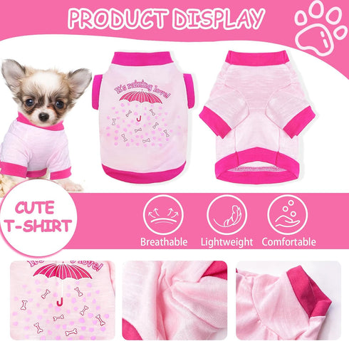 Kallfir's 4 Pieces Dog Clothes for Small Dogs, Summer Spring Shirts, Cute Soft Chihuahua Yorkie T-Shirt, X-Small