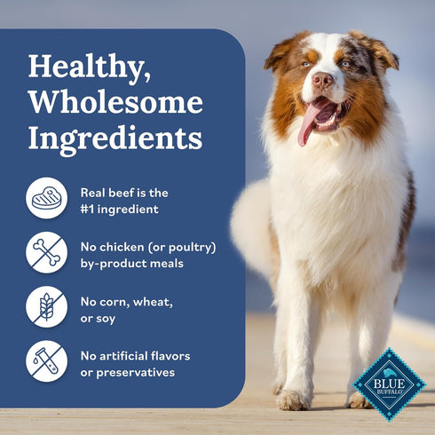 2.5-oz. 24-Count Blue Buffalo Tender Shreds Beef & Chicken Toppers in Savory Broth, Natural Dog Food Complement, Beef