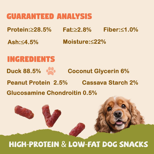 Dogs,10.58 oz Soft Duck Sausage Dog Treats,Slow Roasted Duck Jerky for Dogs,Grain-Free & Rawhide Free Training Rewards