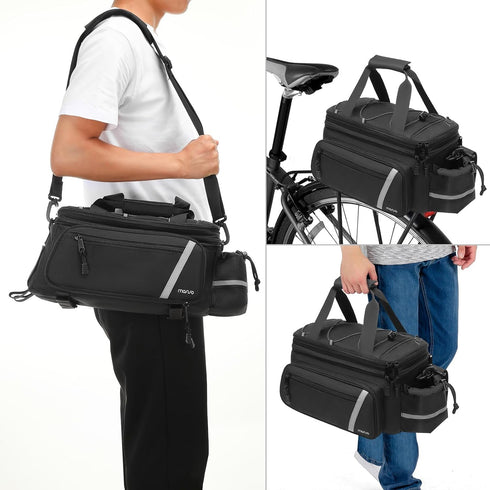 MOSISO Bike Rack Bag with Rain Cover, Insulated Bicycle Rear Seat Bag with 2 Foldable Panniers