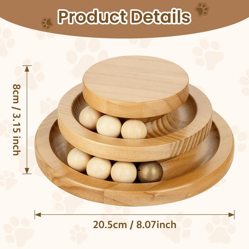3-Level 7 YooxArmor Cat Ball Track Toy for Cats, Wooden Tower with Spinning Balls, Interactive Indoor Play for Kittens