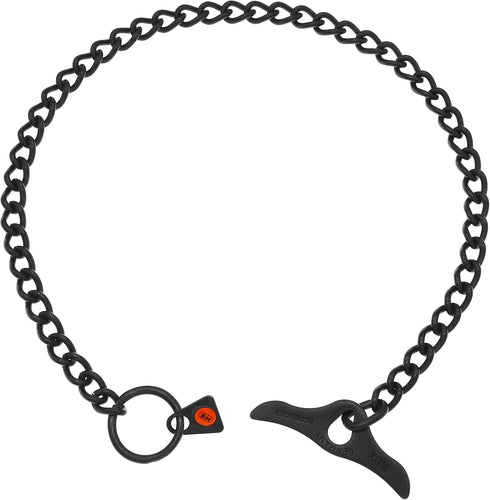 Herm Sprenger Black Stainless Steel Dog Training Collar with Toggle and Round Links for Small Medium Large Dogs (18in)