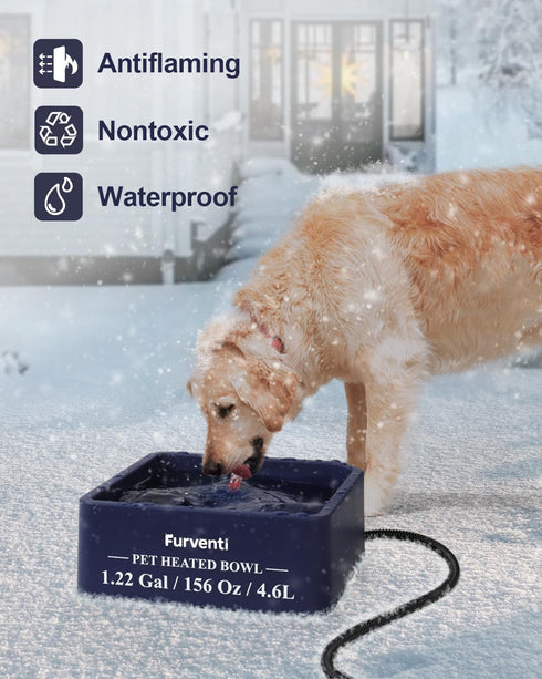 Cat,1.22 79" Heated Water Bowl for Dog Gallon,Outdoor Waterproof Heated Pet Water Dish with Chew Resistant Cord