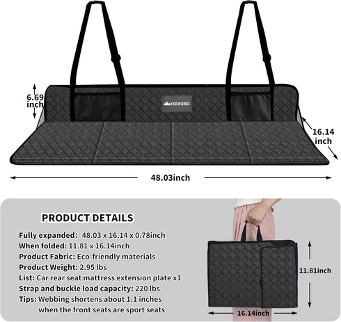 Y/3(Upgraded Car Rear Seat Mattress Extension Plate, Foldable Car Back Seats Extender for Sleeping, Increase Travel