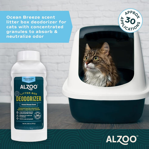 Cat Litter Deodorizer, Concentrated Granules to Absorb & Neutralize Odors, Ocean Breeze Scent, 26.6 Oz., Pack of 2