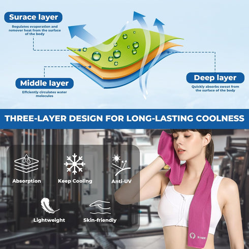 8 Pack (40"x 12"), Sukeen Cooling Towels Cooling Towels for Neck and Face, Microfiber Breathable Towel for Hot Weather