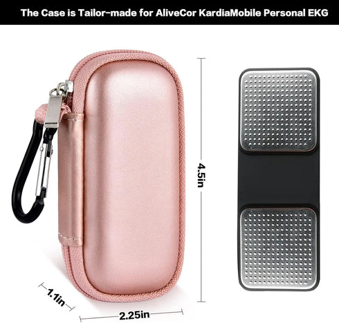 Heart Rate Monitor Case for AliveCor KardiaMobile Personal EKG, Storage Holder Fits Pill Organizer - Rose Gold