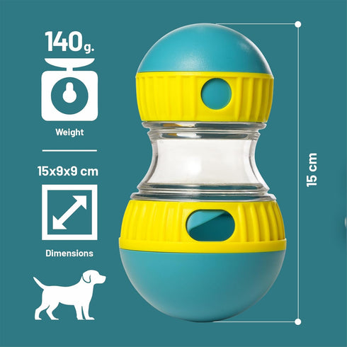 Interactive Dog Treat Puzzle, Dispenser with Button, Puppy and Medium Dog Toy, Feeder for Boredom