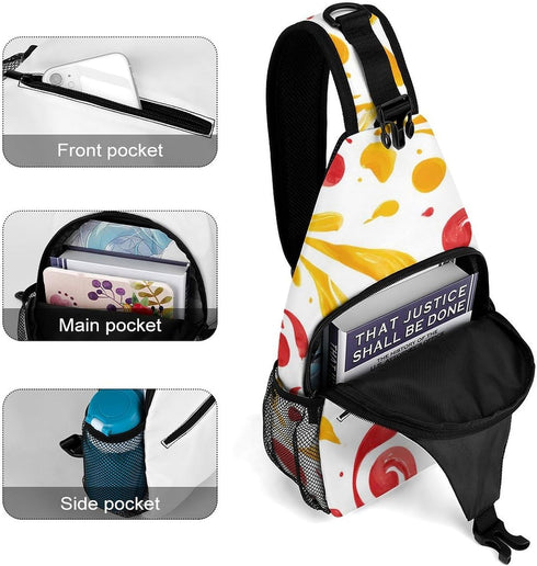 Generic Backpack 38x20cm Ketchups Mustards Fireworks Splashes Swirls Crossbody Sling Bags Travel Chest Bag Casual