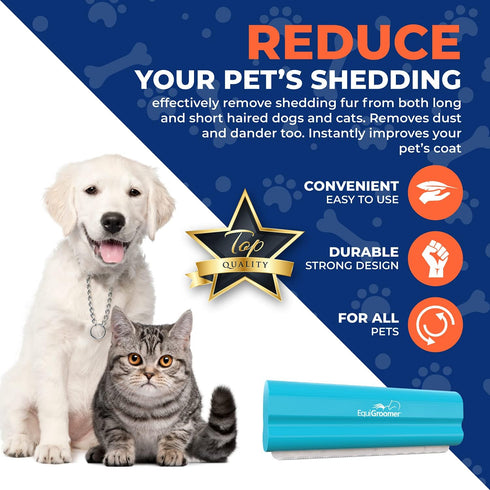 Deshedding Brush for Dogs Cats EasyGroomer | Turquoise | Undercoat Tool for Large and Small Pets