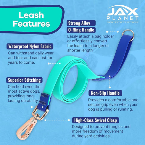 Jelly Color-Block Waterproof Dog Leash - Outdoor Training Agility Leash for Yard, Walking, Hiking, Play, Camping - 5ft,