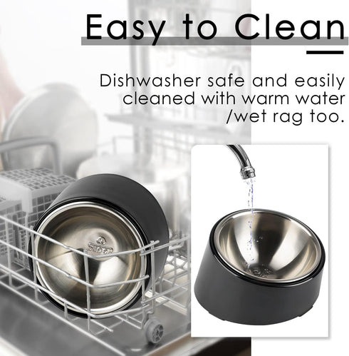 SuperDesign Mess Free Slanted Bowl for Dogs and Cats, Tilted Angle Non-Skid Dog Feeder, Easier to Reach Food