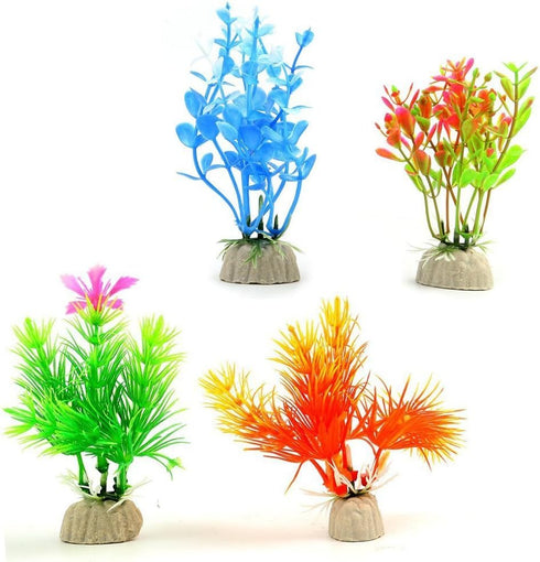10 Pack Artificial Aquarium Plants, Small Size 4 to 4.5 inch Fish Tank Decorations