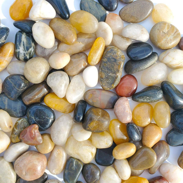 2 LB Aquarium Gravel River Rock, Natural Polished Decorative Gravel, Mixed Color Stones for Aquariums and Landscaping
