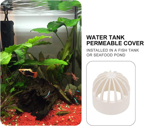 balacoo 2pcs Fish Tank Filter Guard | 50mm Intake Filter Cover | Permeable Net Strainer & Overflow Filter Screen for