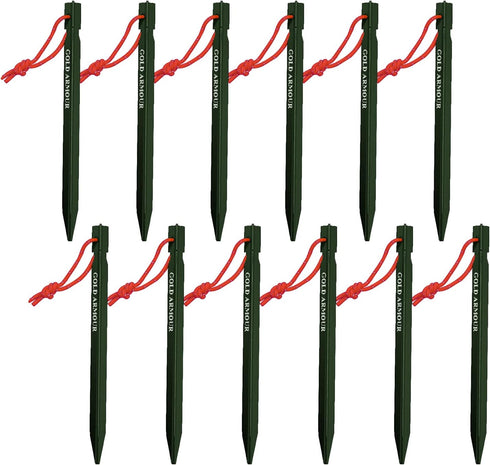 Gold Armour Heavy Duty Tent Stakes - 12 Pack Lightweight Camping Pegs for Outdoor Tent and Tarp