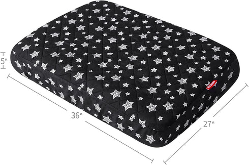 Dog Bed Covers Replacement, Waterproof, Washable, Noiseless Quilted, Black Star Print, 27x36 Inches, Cover Only