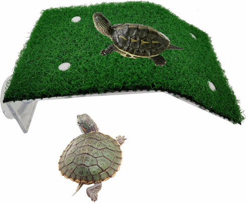 Turtle Resting Basking Platform, Simulation Grass Turtle Ramp, Tortoise Climbing Ladder for Aquarium Floating Décor
