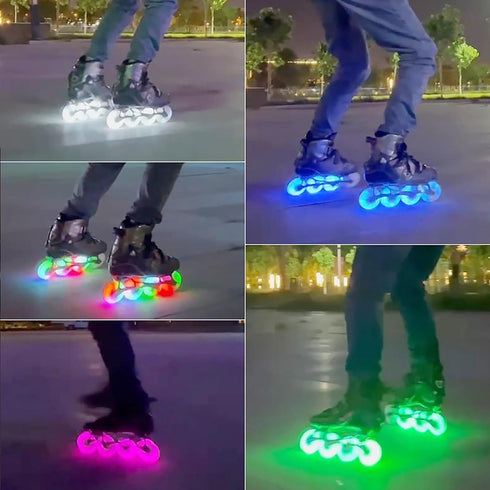 Light Up Inline Skate Wheels 4 Pack - Colorful Luminous Flash Replacement Wheel (76mm)