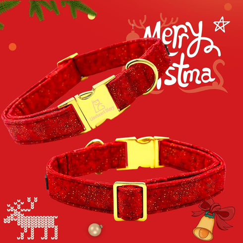 Lionheart Glory Christmas Dog Collar with Flower, Adjustable Soft Pink Collar for Large Dogs, Girl or Boy Pet Gift