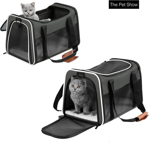 15 Lbs, Cat Carrier - Portable Foldable Dog Pet Carrier, Soft-Sided Pet Bag up to Airline Approved Travel Puppy Carrier