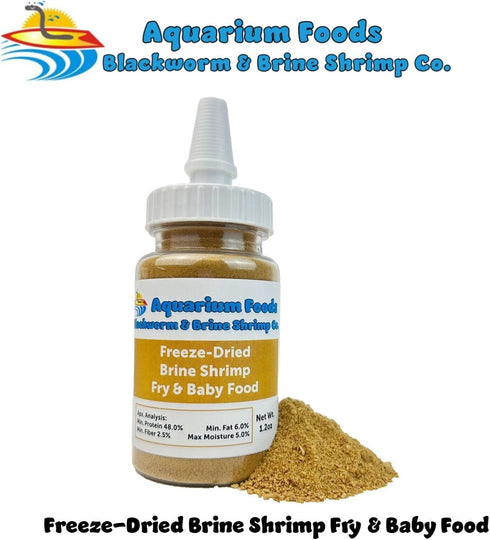 Aquatic Foods Inc. Babies1.2oz Brine Shrimp Powder-Small Bits Fry & Baby Food, for Freshwater Fish, Marines, Baby Pond