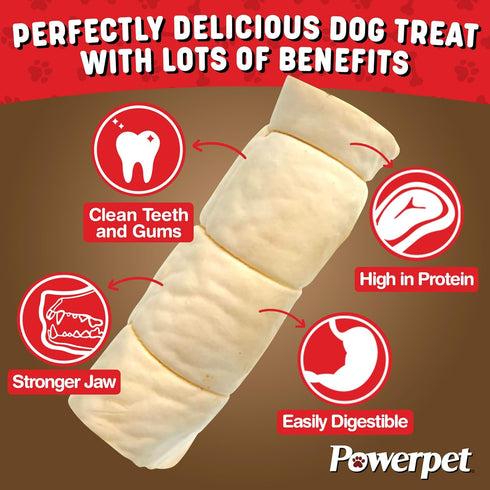 Treats Beef Cheek Rolls for Dogs, Promotes Dental Hygiene, 100% Natural, 1.52 lbs, 5 Rolls