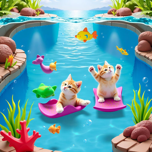 Yxinjy 6 Swimming Pcs Pool Cat Interactive Toy, Cat Pool Toys, Floating Water Toy, Pet Kitten Bathing Fish