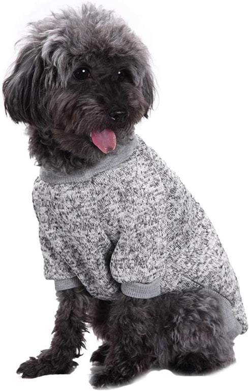 Jecikelon Dog Clothes, Soft Winter Sweater for Small Dogs, Warm Outfit for Puppies XXS XS Cat Apparel (Small, Grey)