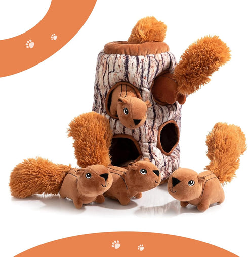 Interactive Plush Squirrel Dog Toy - Hide and Seek Puzzle for Engaging Play