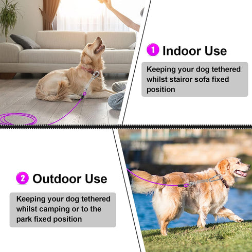 Jenico 100 FT Dog Tie Out Cable with Swivel Hook, Outdoor Tether for Small to Medium Pets, Rust-Proof Training Line