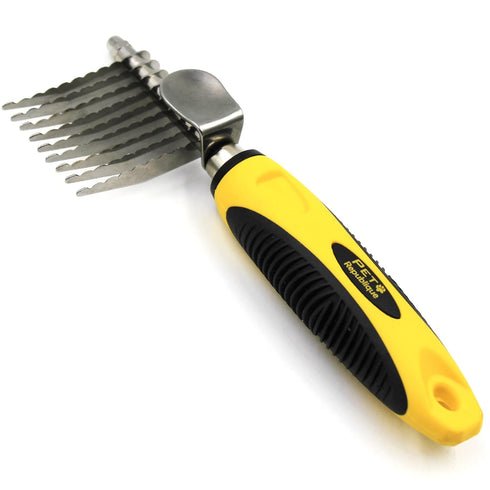 Pet Republique Dematting Tool - Stainless Steel Rake for Dogs and Cats, Knot Out Brush for Long Haired Breeds