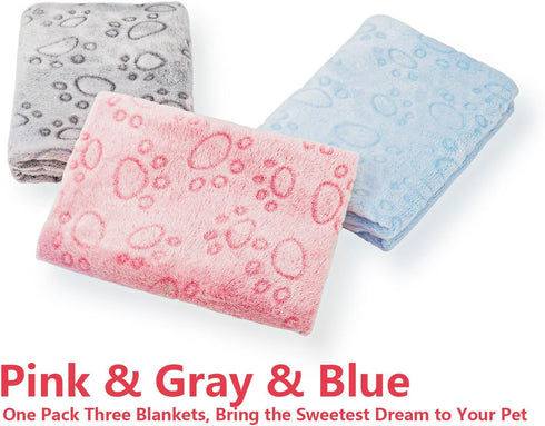 LeapSheep 3-Pack Pet Blankets for Dogs Cats, Heart Pattern Super Soft Fluffy Blankets for Small Medium Large Dogs and