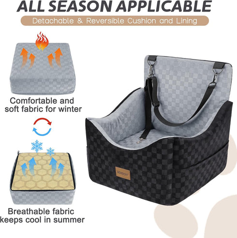 35 lbs, JOEJOY Elevated Dog Car Seat for Small/Medium Dogs up to Memory Foam Booster Seat with Detachable Washable