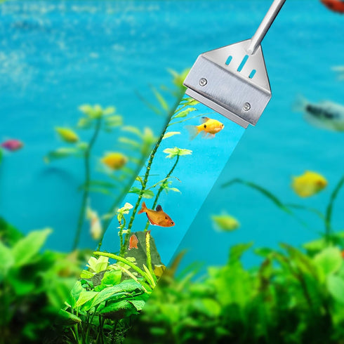 Kirecoo 25.6" Algae Scraper for Glass Aquariums, Stainless Steel Cleaner with 10 Blades, Fish Tank Accessories