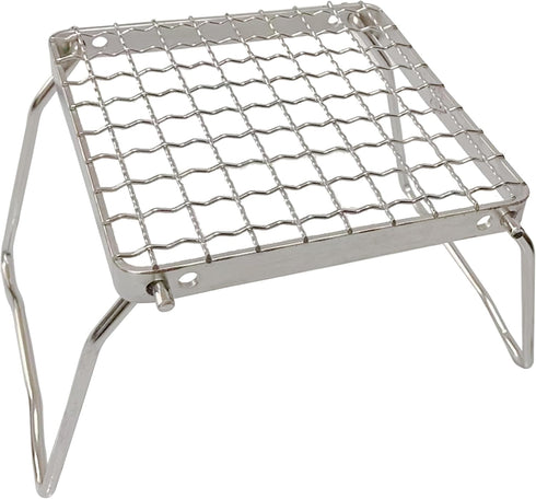 TreGoo Camp Grill with Foldable Legs - 304 Stainless Steel Grill Grate for Gas Stove, Ultralight Mini Campfire Stand,