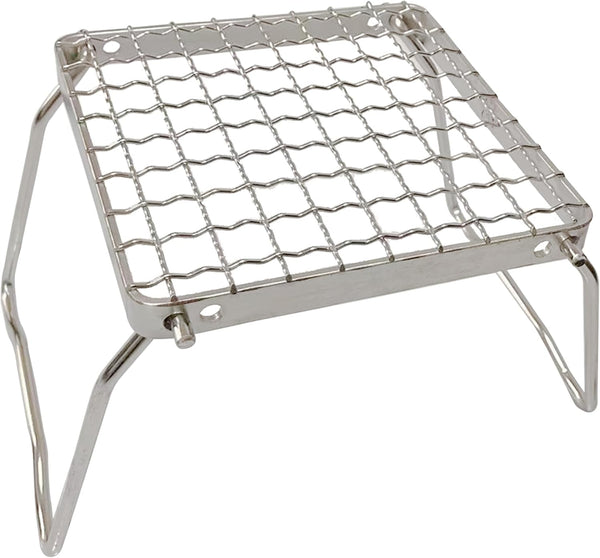 TreGoo Camp Grill with Foldable Legs - 304 Stainless Steel Grill Grate for Gas Stove, Ultralight Mini Campfire Stand,