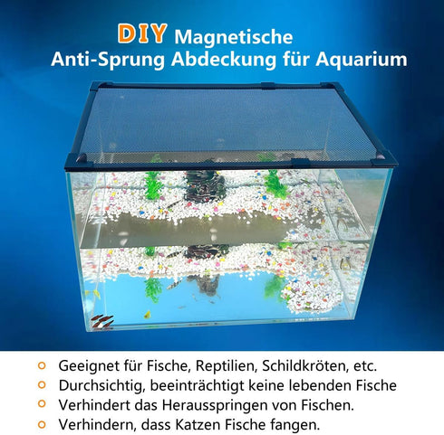 DIY Magnetic Fish Tank lid Cover Protective net 37''X18'' Keep Fish from Jumping Out Prevent Fish, Reptiles, Turtles, etc., from Escaping…