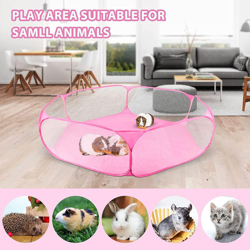 RYPET Guinea Pig Playpen, Breathable Transparent Pet Exercise Fence, Portable for Indoor/Outdoor
